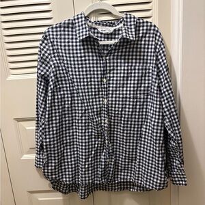 Old Navy Blue and White Checkered Button Down Shirt